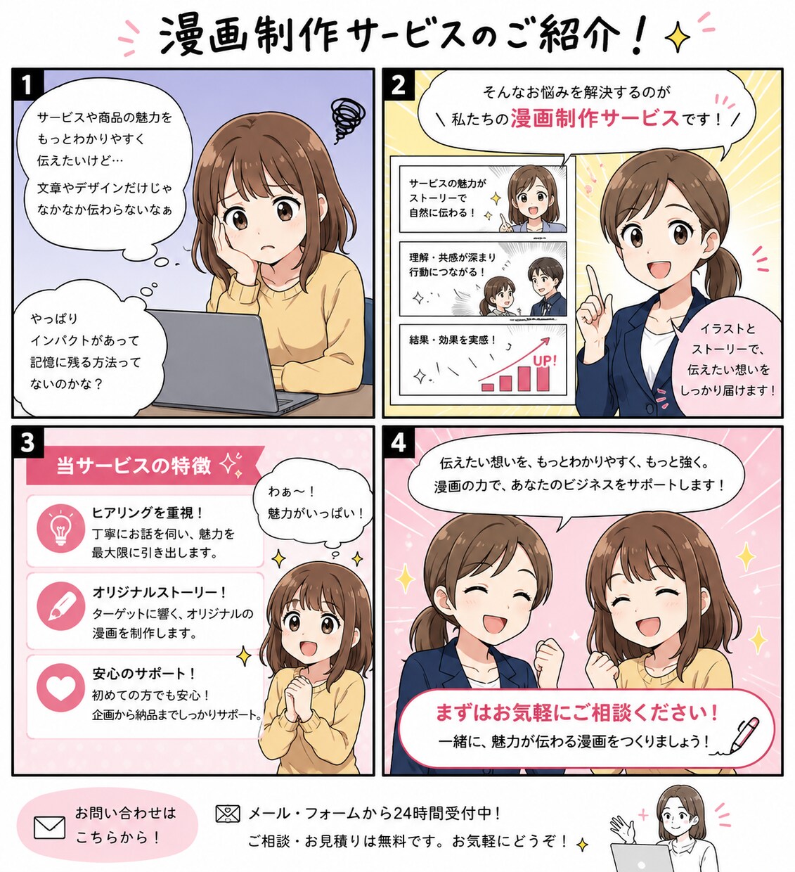 商品サービス紹介・採用PRに強い企業漫画制作します 企業PR用漫画を制作します【集客・認知UP】 イメージ1
