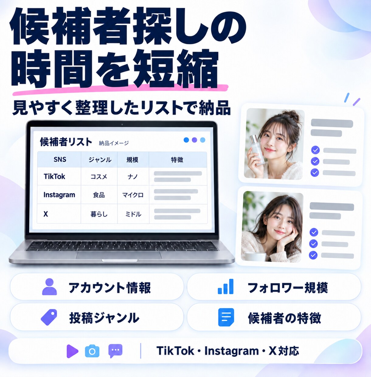 インフルエンサー候補を実務経験で選定します 「誰に頼めば伸びるか」を、実務経験から選びます。 イメージ3