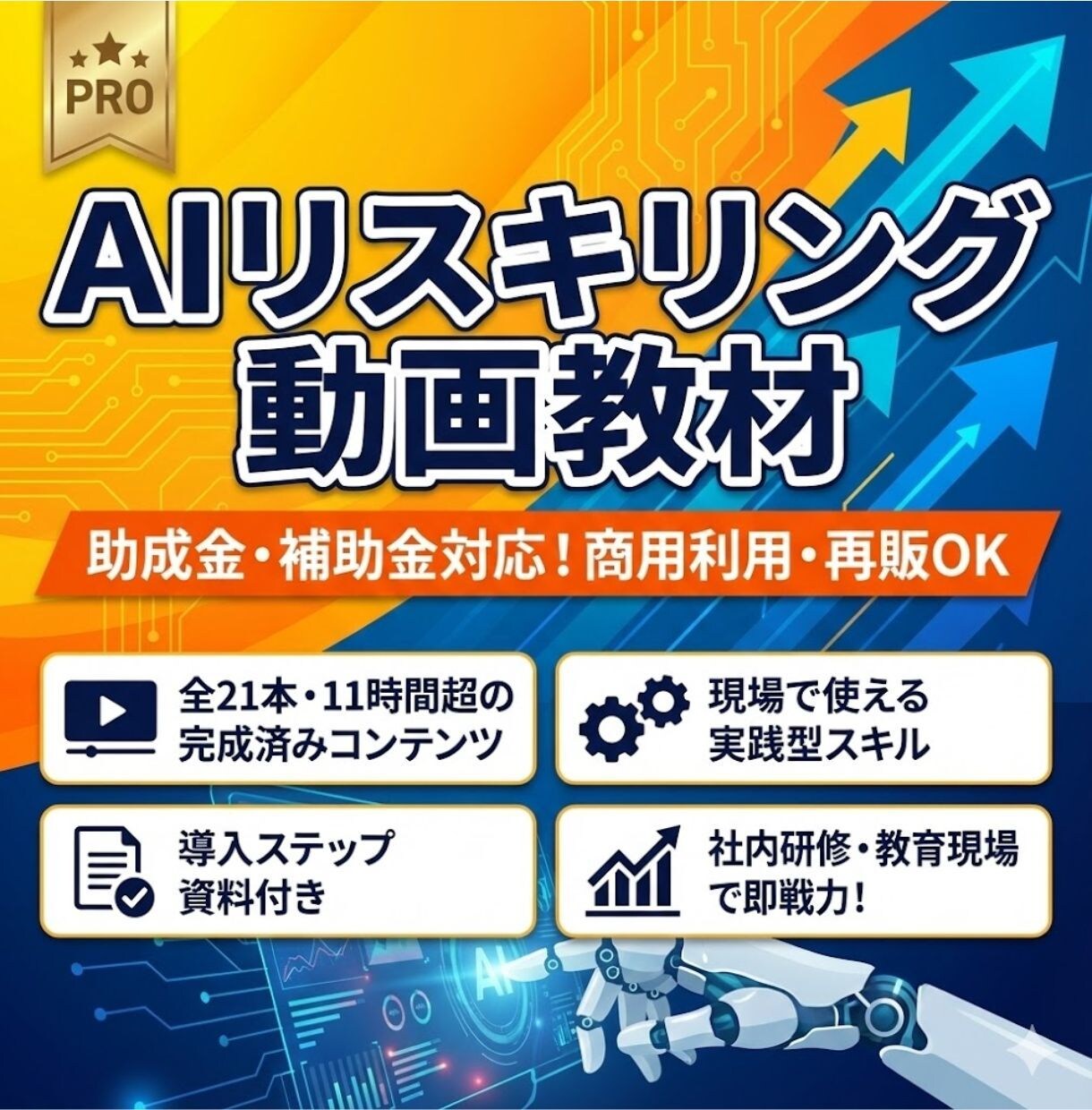 企業向けAIリスキリング動画教材提供します 商用利用・再販OK！全21本・11時間の充実カリキュラム イメージ1