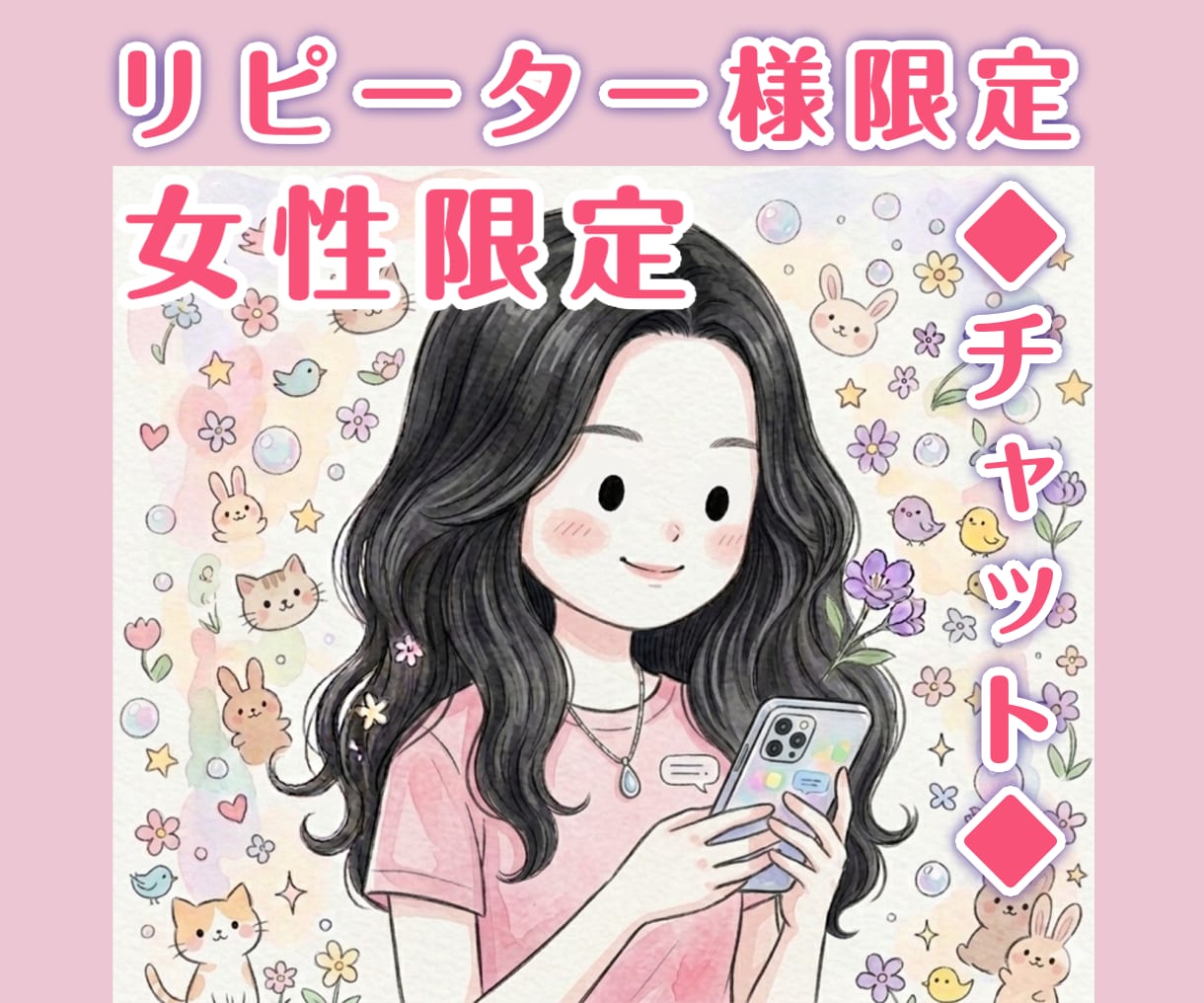 女性リピーター様限定/その後の報告したい等聞きます 好きな時間に文字で話す/24時間以内にりえりより1回返信 イメージ1