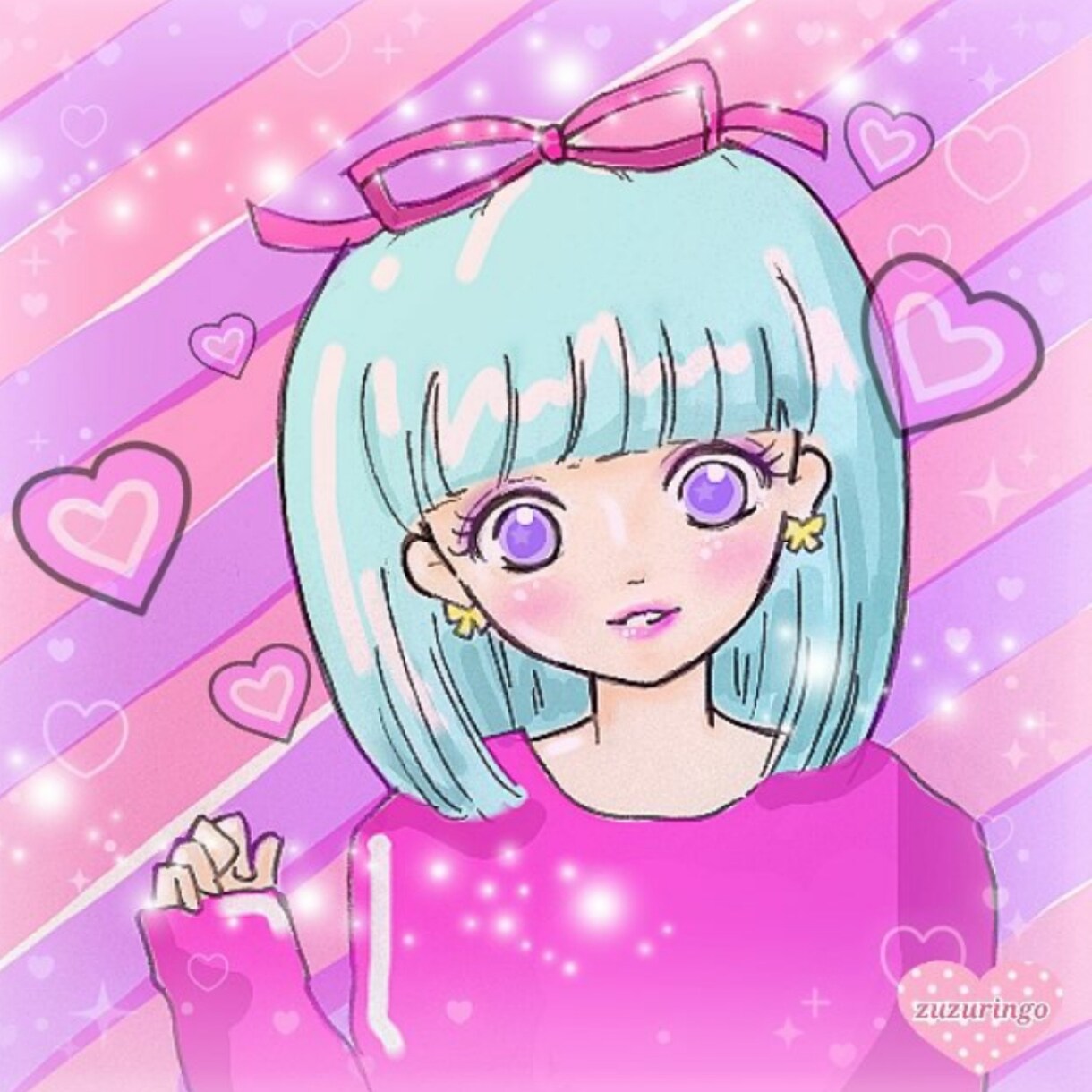 キラキラな女の子イラスト使えます SNSアイコン等を華やかにしませんか？ イメージ1