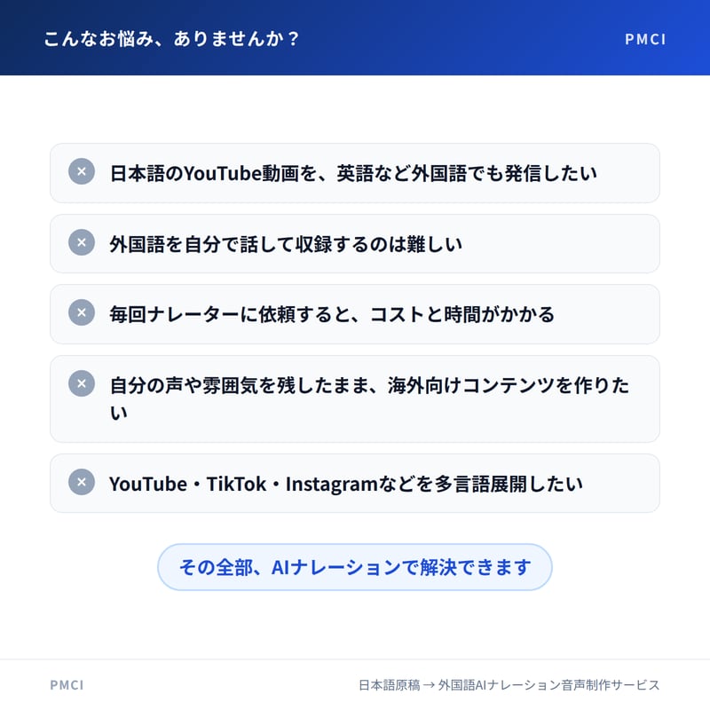 あなたの声で外国語ナレーション音声を制作します 翻訳・AIボイスでYouTube等の海外発信をサポート イメージ2