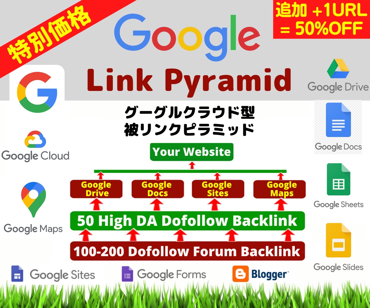 最新グーグルクラウド型被リンクピラミッド構築します 高権威Googleサイト活用・追加＋１URL３０００円のみ！ イメージ1