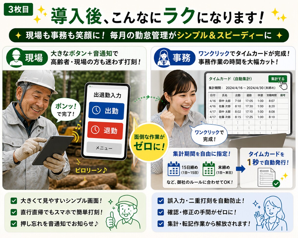 現場✖️高齢者でもできる勤怠つくります 紙とExcelの勤怠管理、そろそろラクにしませんか？ イメージ3