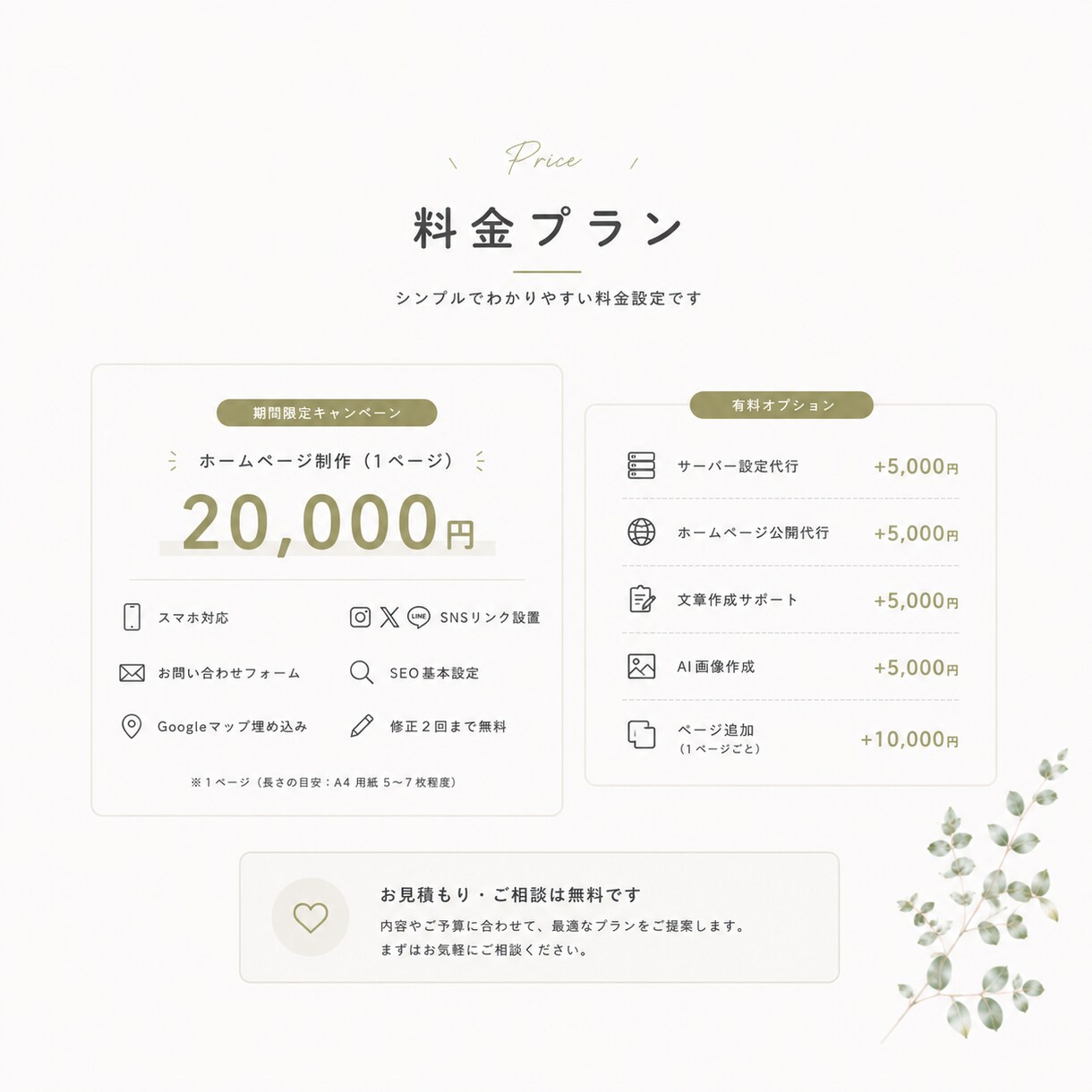 はじめてでも安心。ホームページ制作をサポートします 個人事業主向けスマホ対応・問合せフォーム付き イメージ5