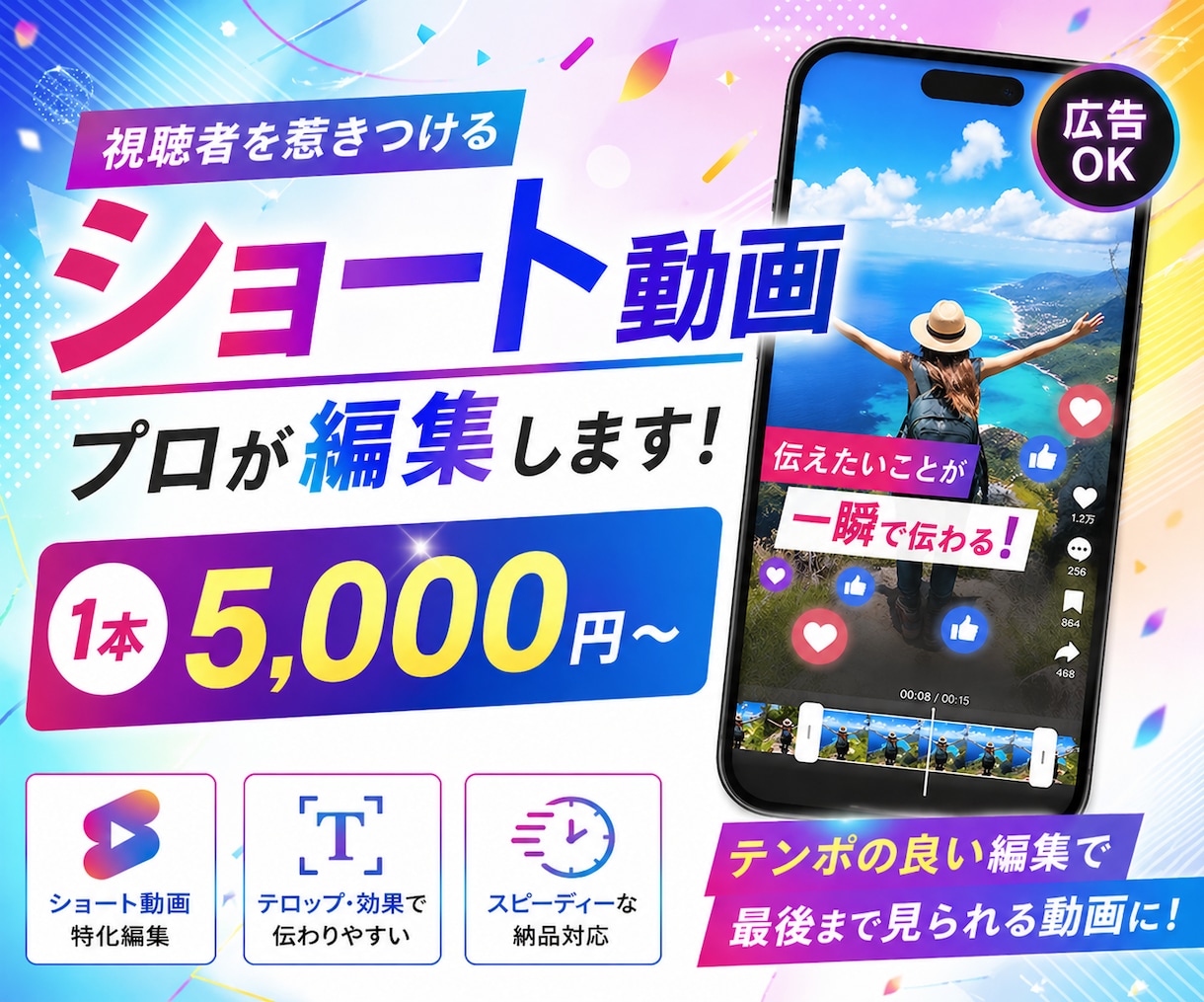 SNS向けショート動画を制作いたします YouTube／TikTok／Instagram など イメージ1