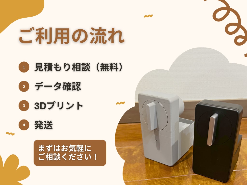 3Dプリンターでデータを印刷し、現物を納品します 小物・試作・1点ものもお気軽にご相談ください！ イメージ3