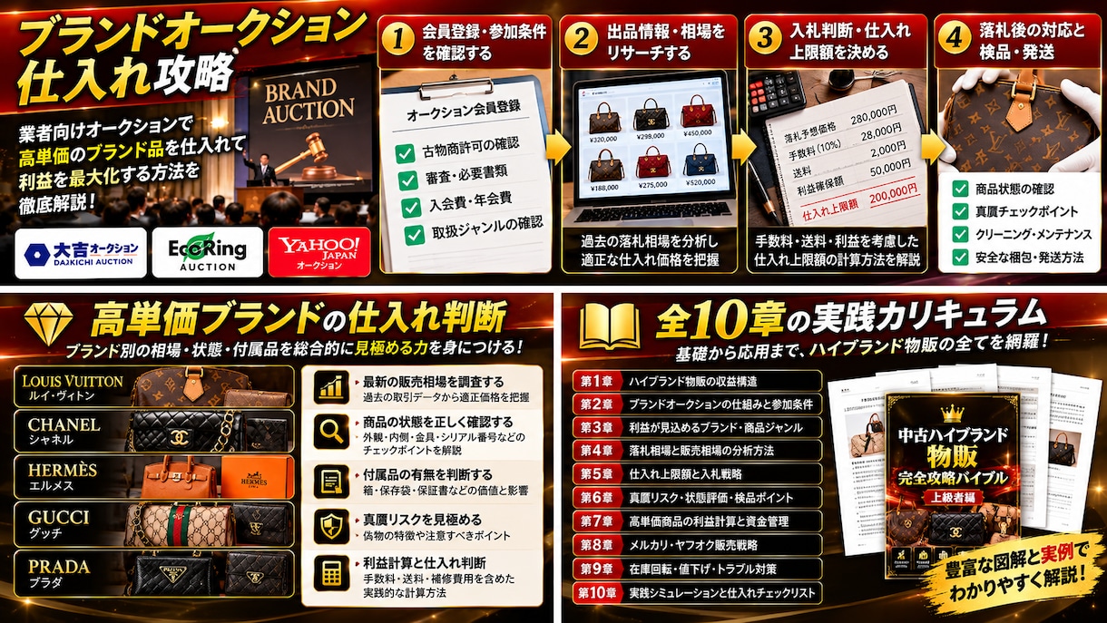 中古ハイブランド物販の仕入れ戦略を教えます ブランドオークション仕入れから高単価販売まで徹底解説 イメージ2