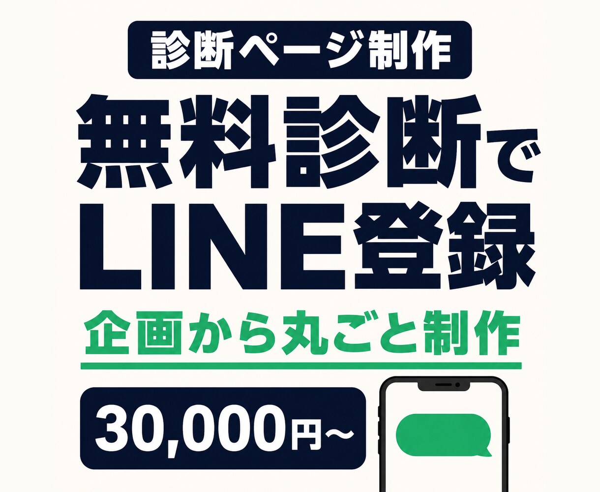 LINE集客の診断コンテンツ・診断ページを作ります 質問・結果・LINE誘導まで企画からお任せ。集客用の無料診断 イメージ1