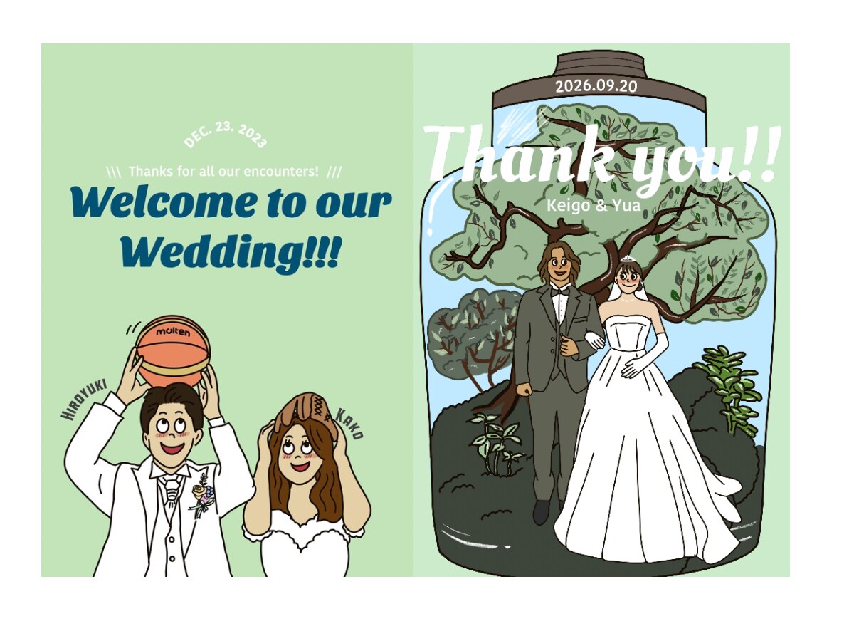 ポップで可愛い結婚式イラスト描きます お写真から世界にひとつの特別な1枚を制作します⁎*⑅♡ イメージ4