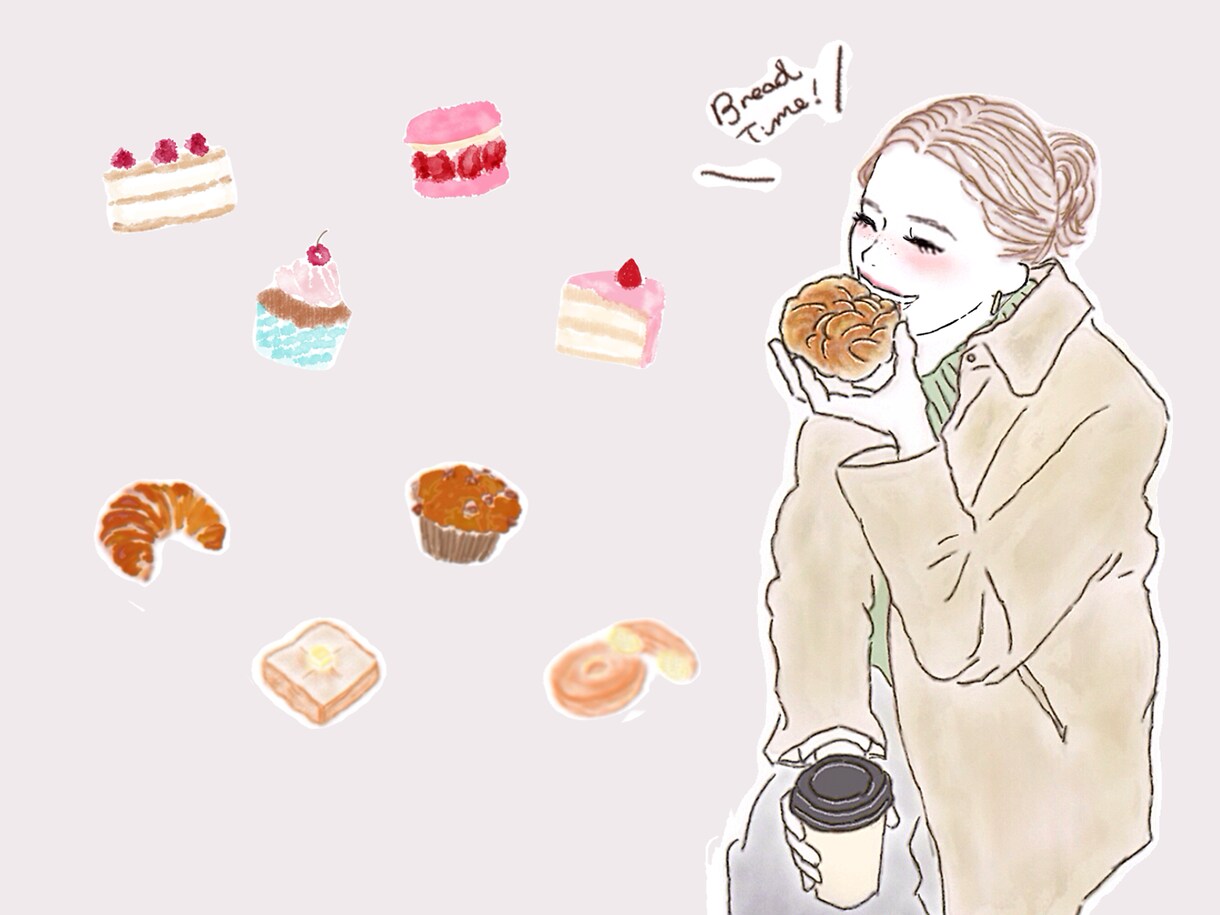 食べ物イラスト、カフェ風おしゃれにお描きします ふんわり雰囲気ある、水彩タッチで印象UPします！ イメージ6