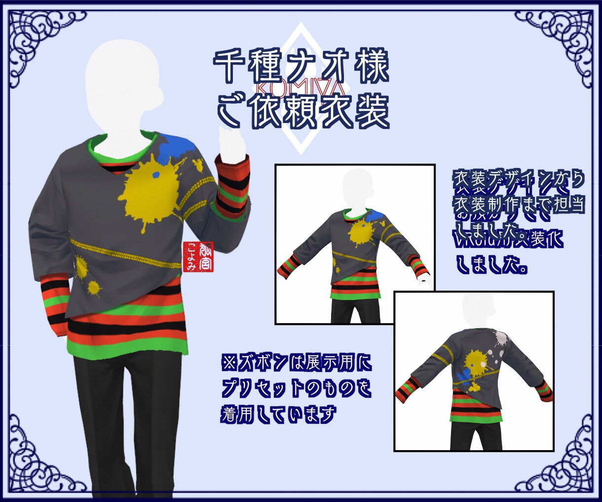 VRoid衣装制作／Blender装飾も対応します お預かりしたイラストをもとに、衣装を丁寧にお仕立ていたします イメージ5