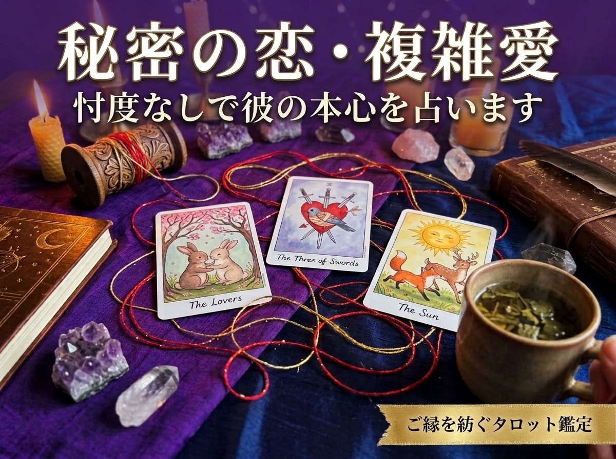 秘密の恋・複雑愛｜忖度なしで彼の本心を占います あなたへまっすぐ誠実に。彼の本音とご縁のゆくえを伝えします。 イメージ1
