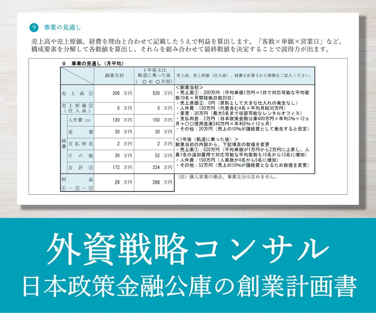 プロが日本政策金融公庫の創業計画書を作ります 戦略コンサルが作成／新規出品のため実績10件まで半額適用中！ イメージ9