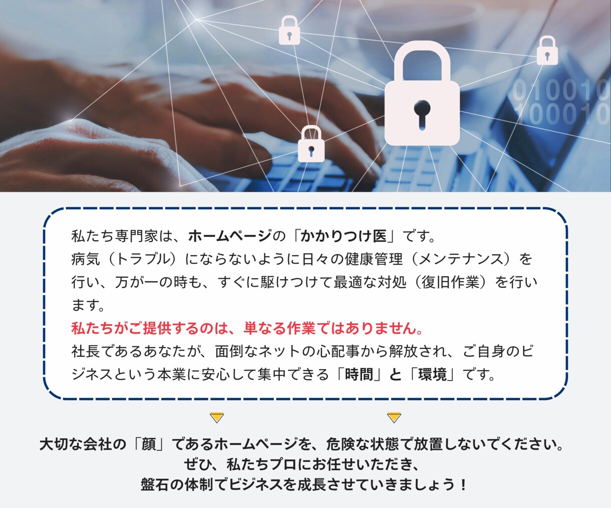 ドメイン・サーバー代込！専門家がすべて代行します おまかせ安心保守パック【毎月定額プラン】 イメージ6