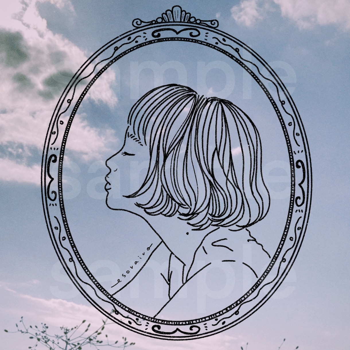 あなたの似顔絵を空に描きます 空の写真に似顔絵を描き、SNSなどで使用できるアイコンを作成 イメージ3