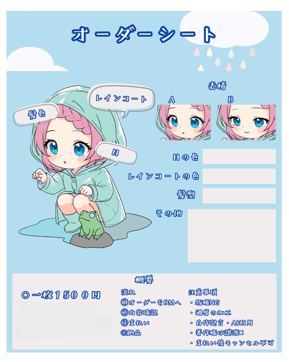 量産受注ーレインコートちびキャラかきます レインコートで梅雨を乗り切ろう！ イメージ2
