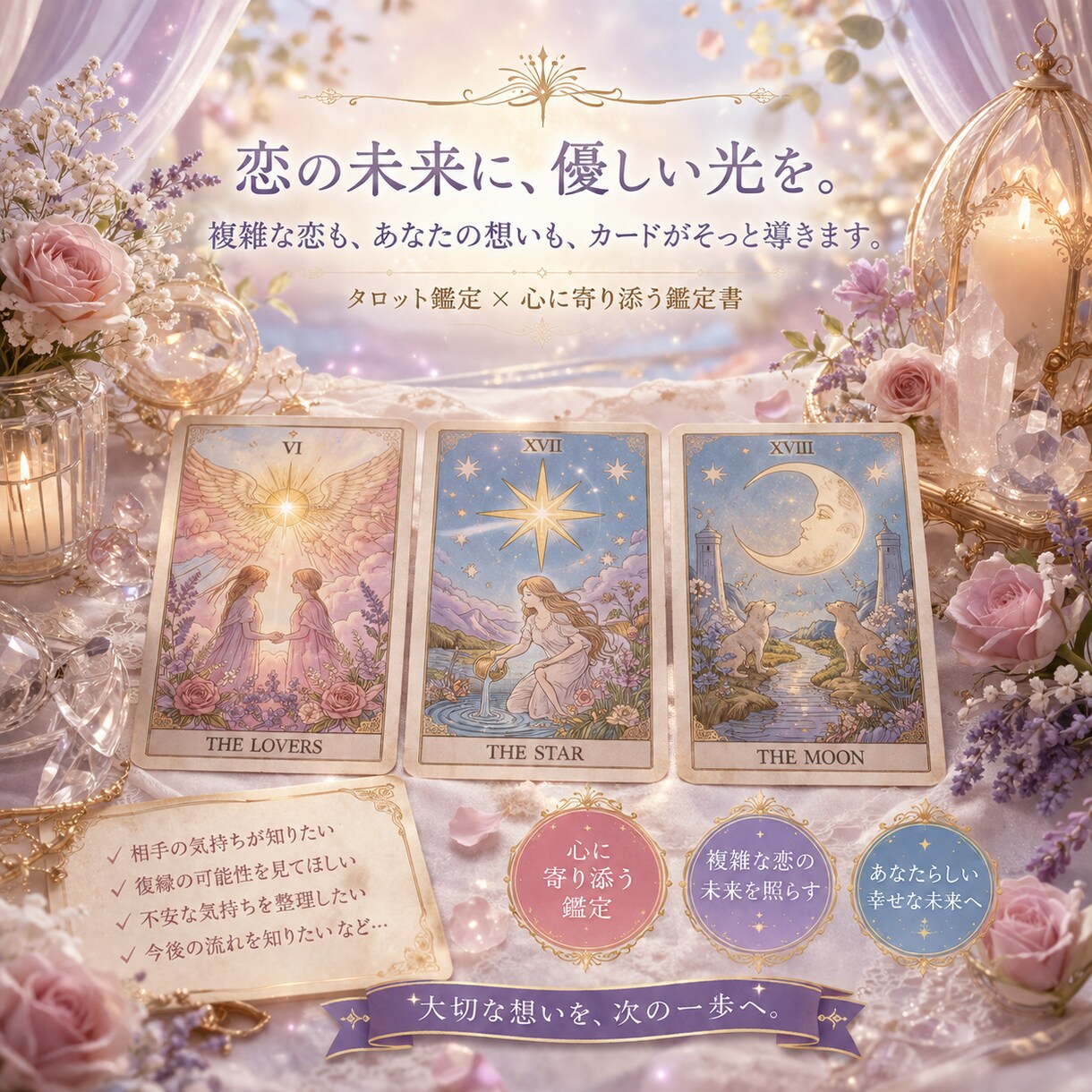 複雑恋愛・復縁相手の本音と現実的な一歩占いますます 2000人の本音を聴いた鑑定士が複雑恋愛のお悩みを整理します イメージ1