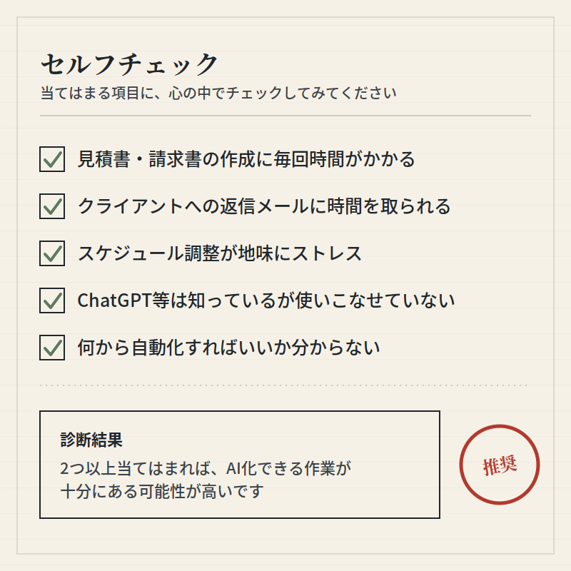 あなたのパソコン作業、どう効率化すべきか診断します 毎日の作業を整理して、診断と設計をして改善します イメージ3
