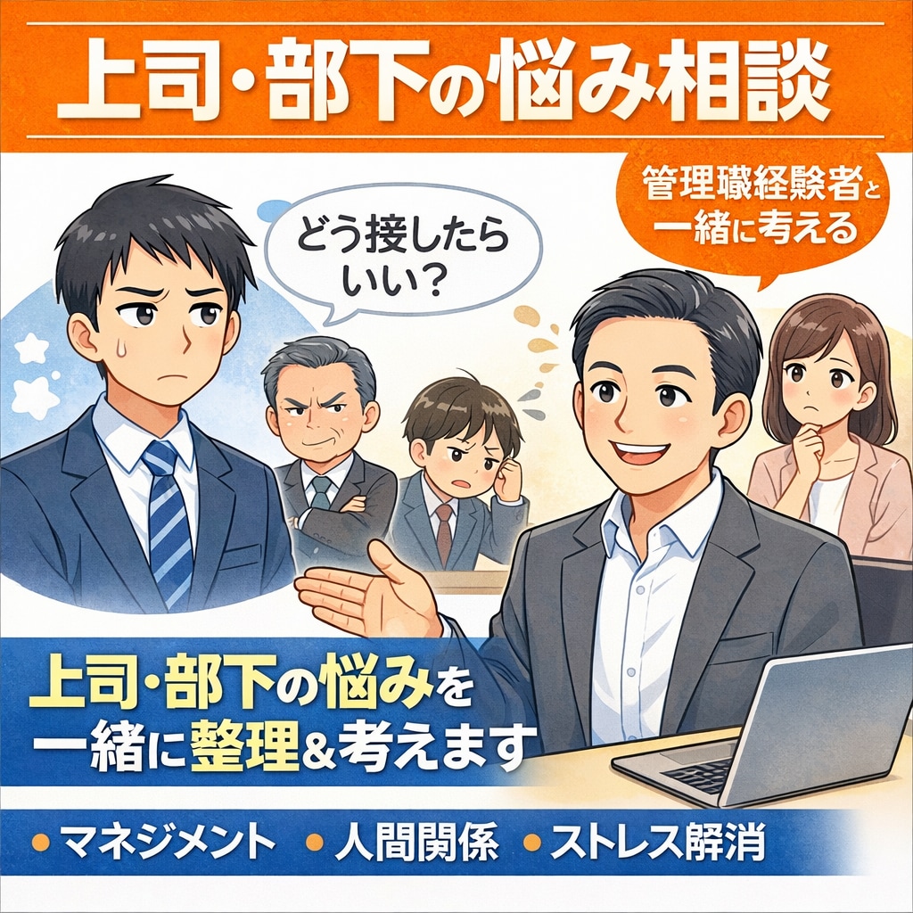 上司や同僚との関係の悩み相談のります 会社では言えない「上司・部下の悩み」を聞き、一緒に考えます イメージ1