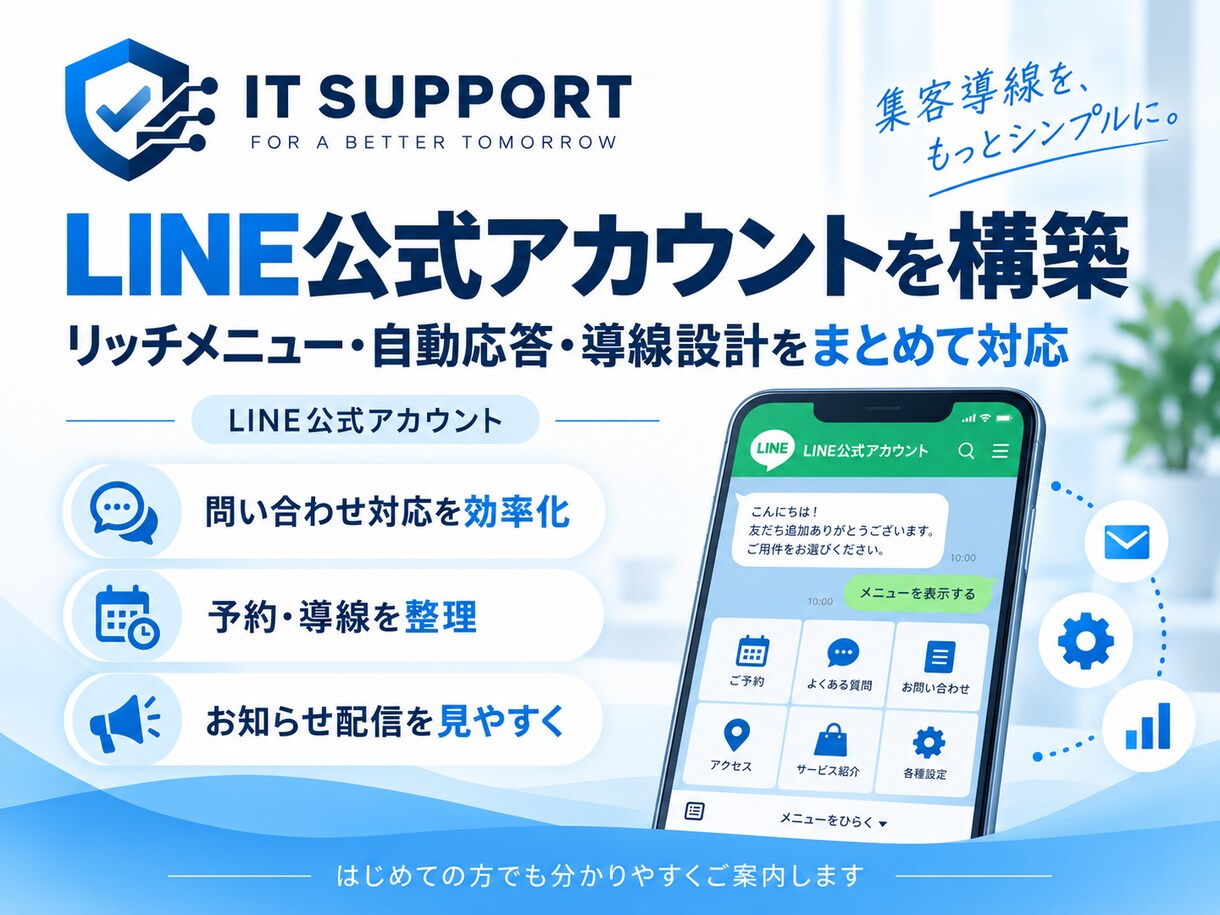 LINE公式アカウントを初期構築・設定します リッチメニュー・自動応答・導線まで整えます イメージ1