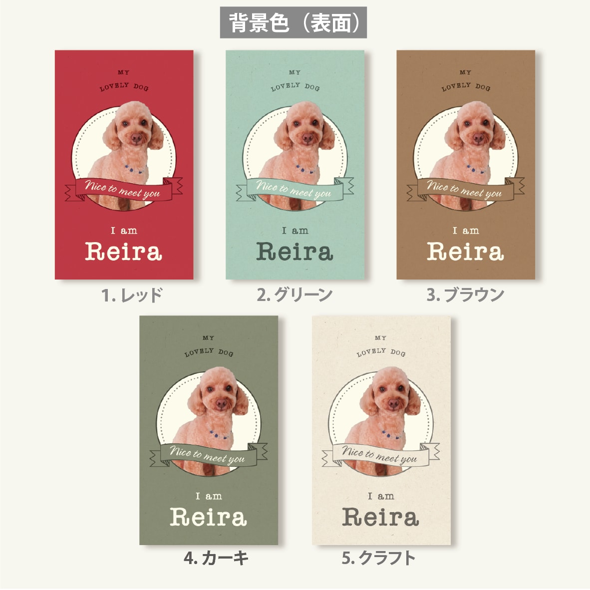 写真入り犬猫ペット名刺　色と書体が選べます 歴15年のデザイナーが作るセミオーダー名刺100枚送料込 イメージ4