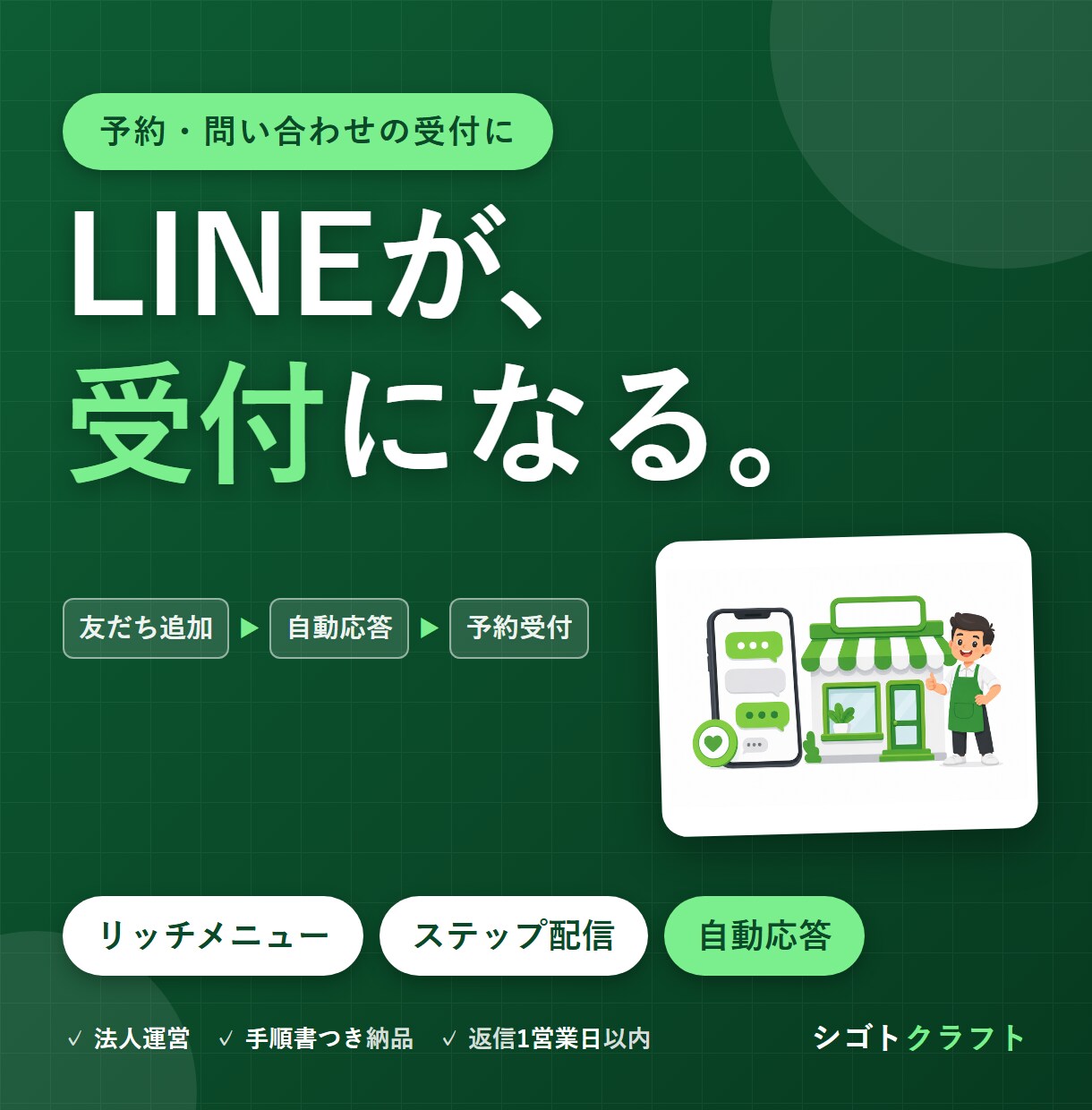 LINEのステップ配信まで構築します 毎日実運用している事業者が設計から丸ごと対応 イメージ1