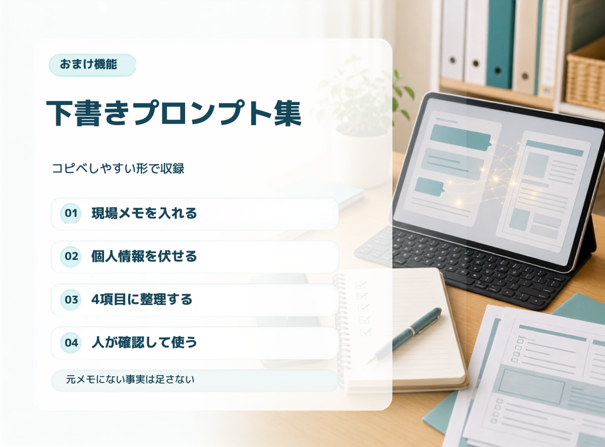 介護記録・申し送りの型と例文集を渡します 一言メモを伝わりやすい報告文へ イメージ8