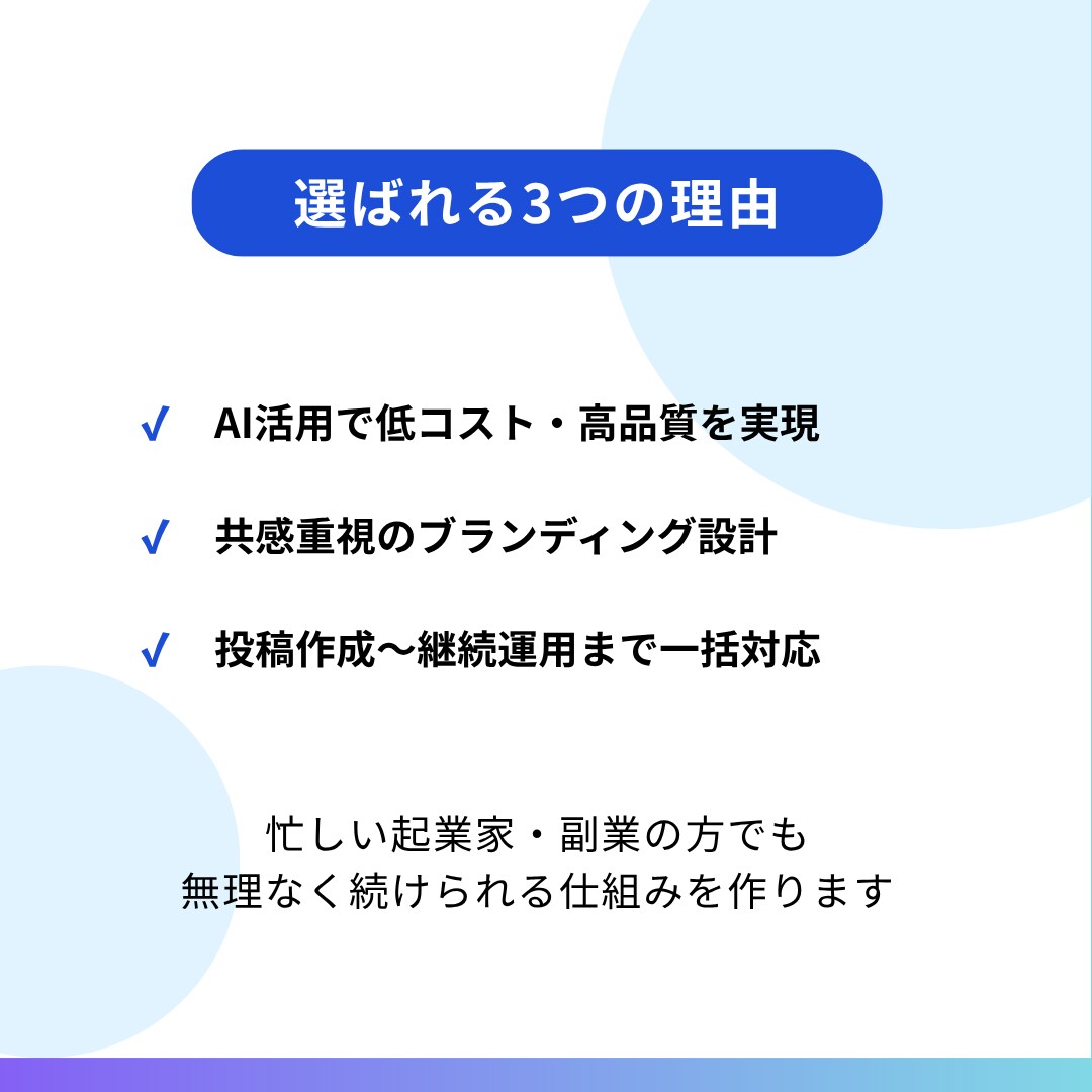投稿が続かない方へ、AIでSNS運用代行します SNS発信で何を投稿すればいいかわからない方のAIサポート イメージ5