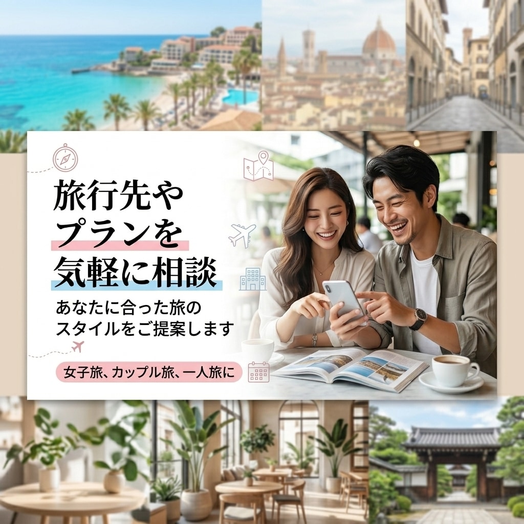 旅行のプラン・行き先相談に乗ります 旅行の悩みを気軽に相談できます イメージ1