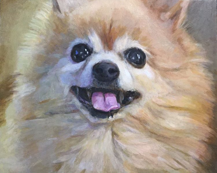 油絵 ペット 人物肖像画 絵画制作いたします プロの画家が油絵制作いたします大きさはF8号です イメージ7