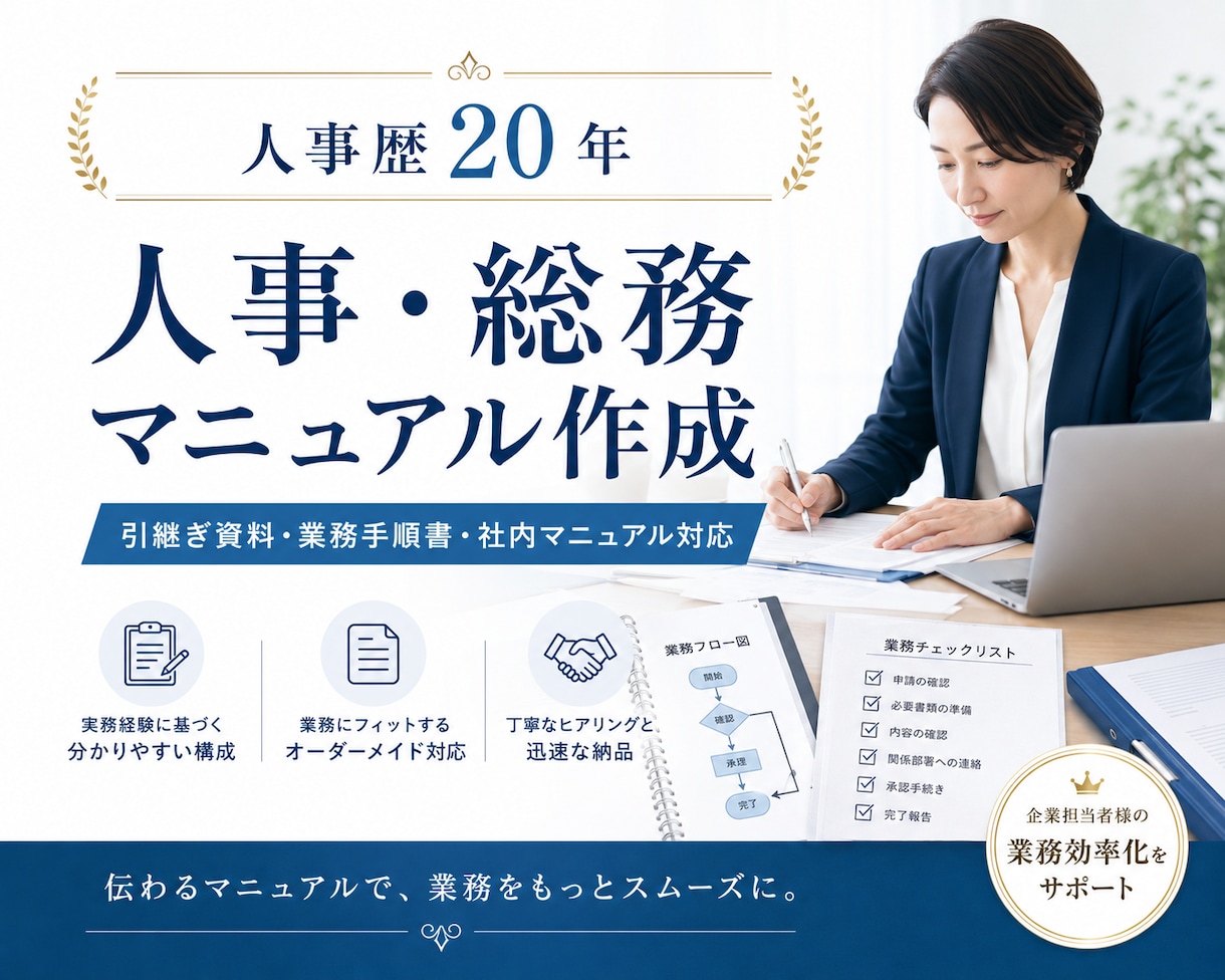 人事歴20年｜業務マニュアル作成します 属人化した業務を、誰でも分かるマニュアルにします イメージ1