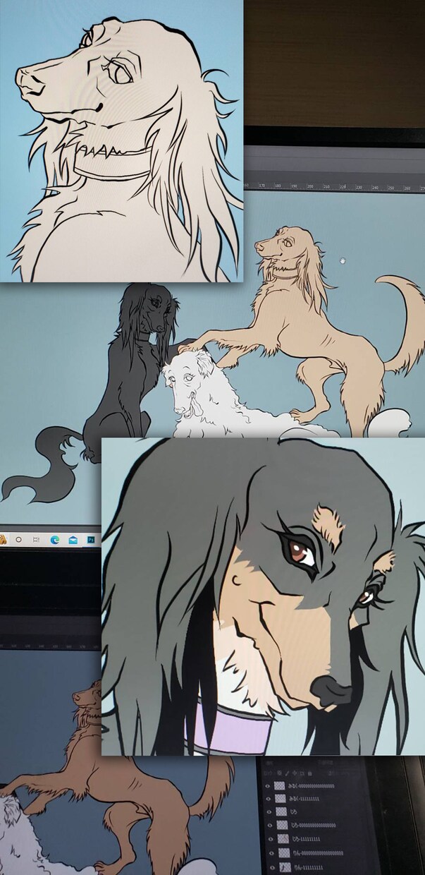 愛犬をアニメキャラクターの様にイラスト化します 映画主役の様な、アニメ風のテイスト！背景透過データ付き！ イメージ6