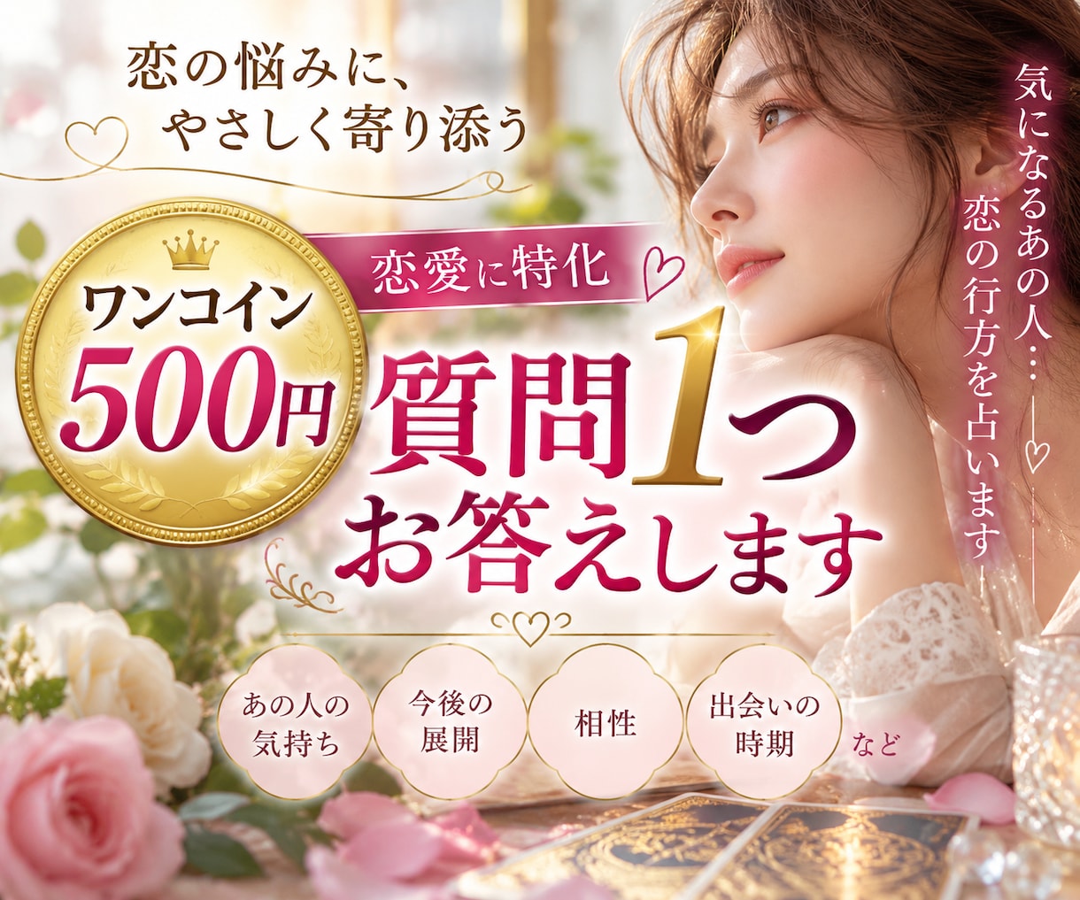 恋愛専門　500円であの人の気持を一問一答します 彼の本音、連絡、2人の未来、気になる恋の疑問に答えます♡ イメージ1