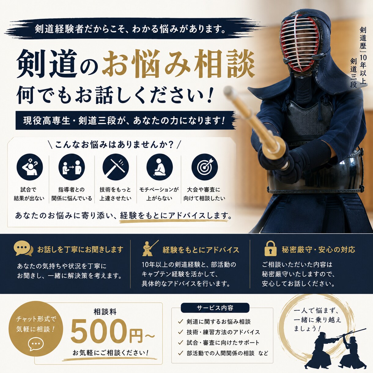 剣道三段が段審査に向けた相談・アドバイスをします 剣道三段の経験から、段審査に向けた不安や疑問にお答えします イメージ1