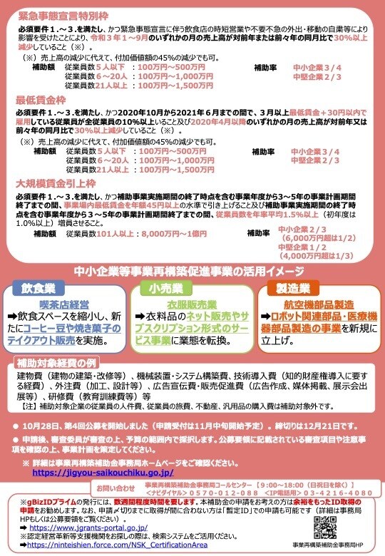 補助金のプロが事業再構築補助金のご相談に乗ります うちは対象？手続きは？この経費OK？お電話でご相談下さい イメージ4