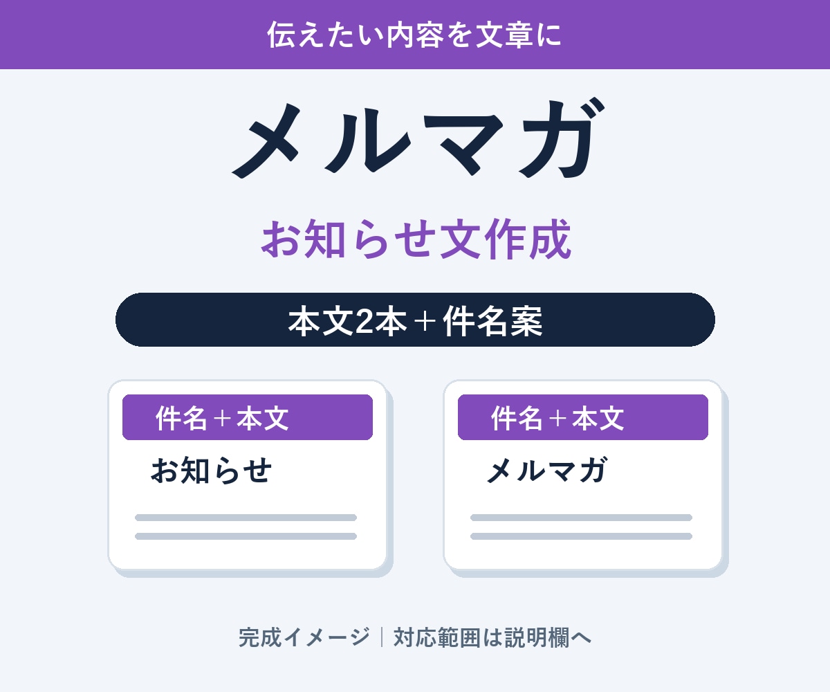 伝わるメルマガとお知らせ文を作ります 読者と目的に合わせた配信原稿を2本制作 イメージ1
