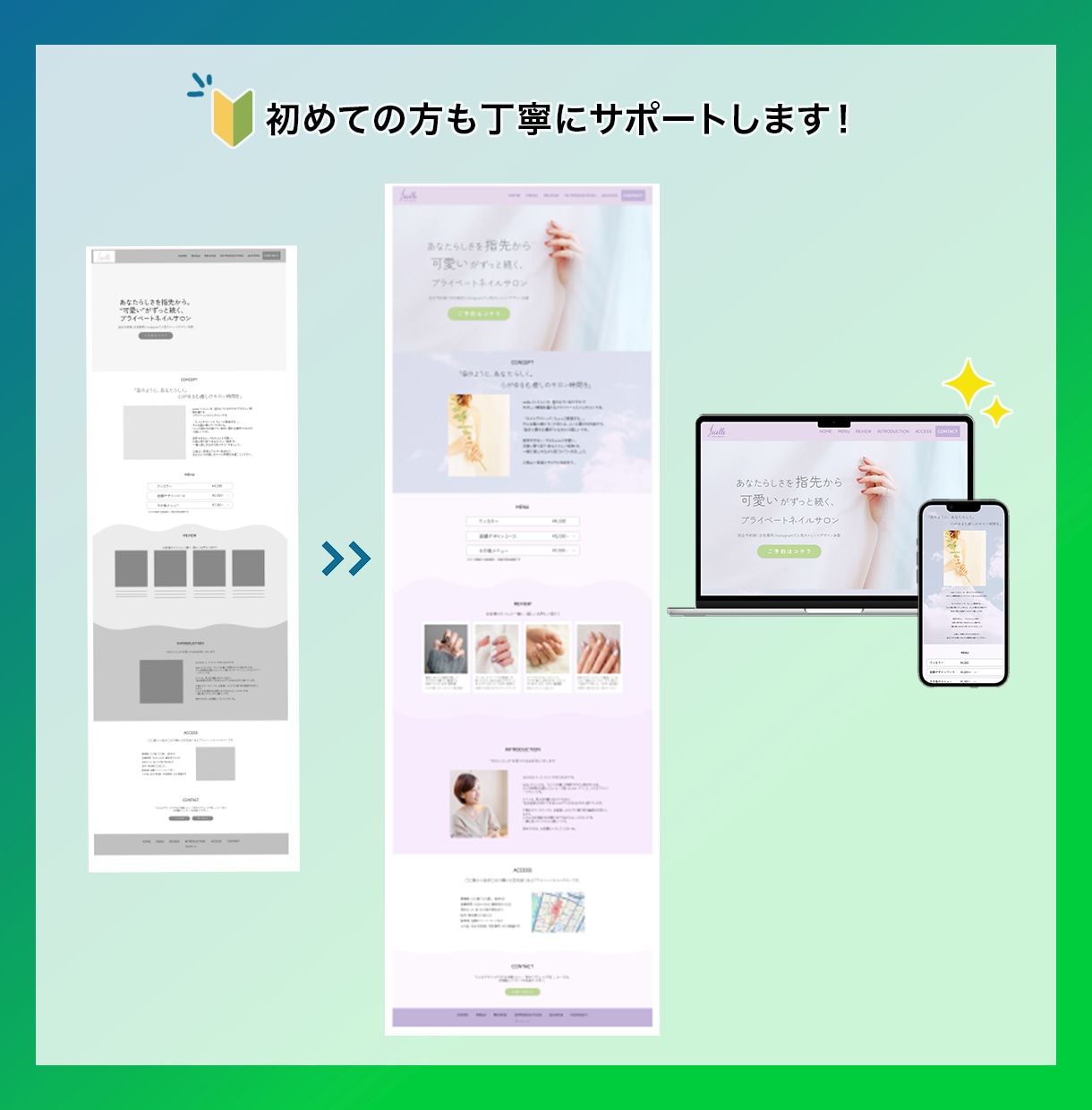 スマホ対応◎個人事業サロン向けHP・LP制作します 不安なことも一緒に解決◎安心してお任せください！ イメージ2