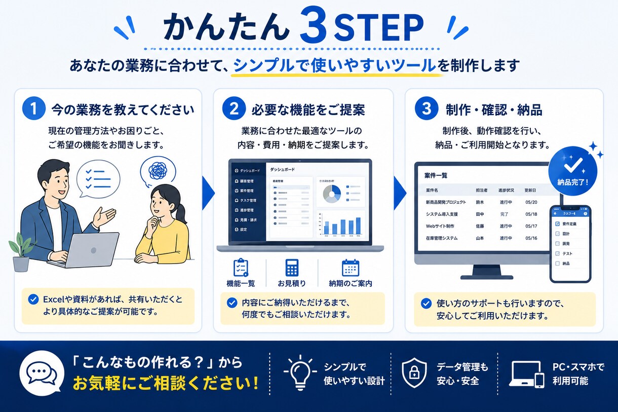 あなた専用の業務管理ツールを作ります Excelでは使いづらい業務をシンプルなツールにします イメージ3