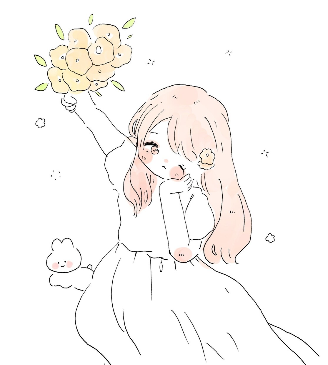 優しいふんわりした女の子イラストを作成します "心に届く優しいタッチふんわりとした絵。" イメージ5