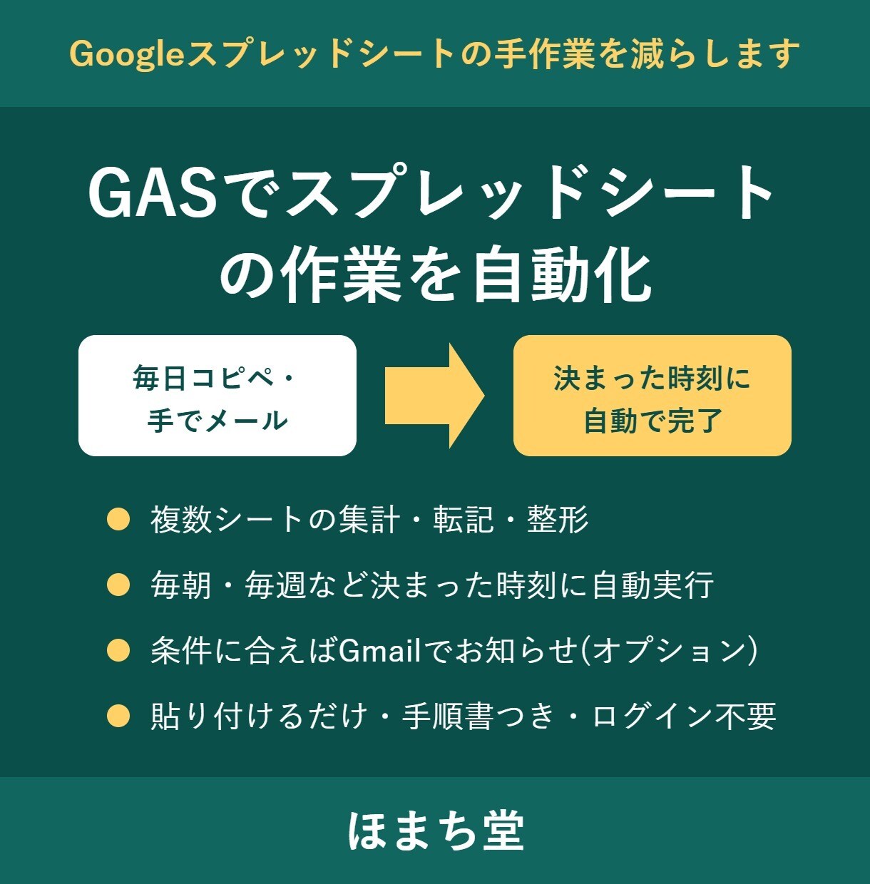 GASでスプレッドシートの作業を自動化します 集計・転記・メール通知を、決まった時刻に自動で イメージ1