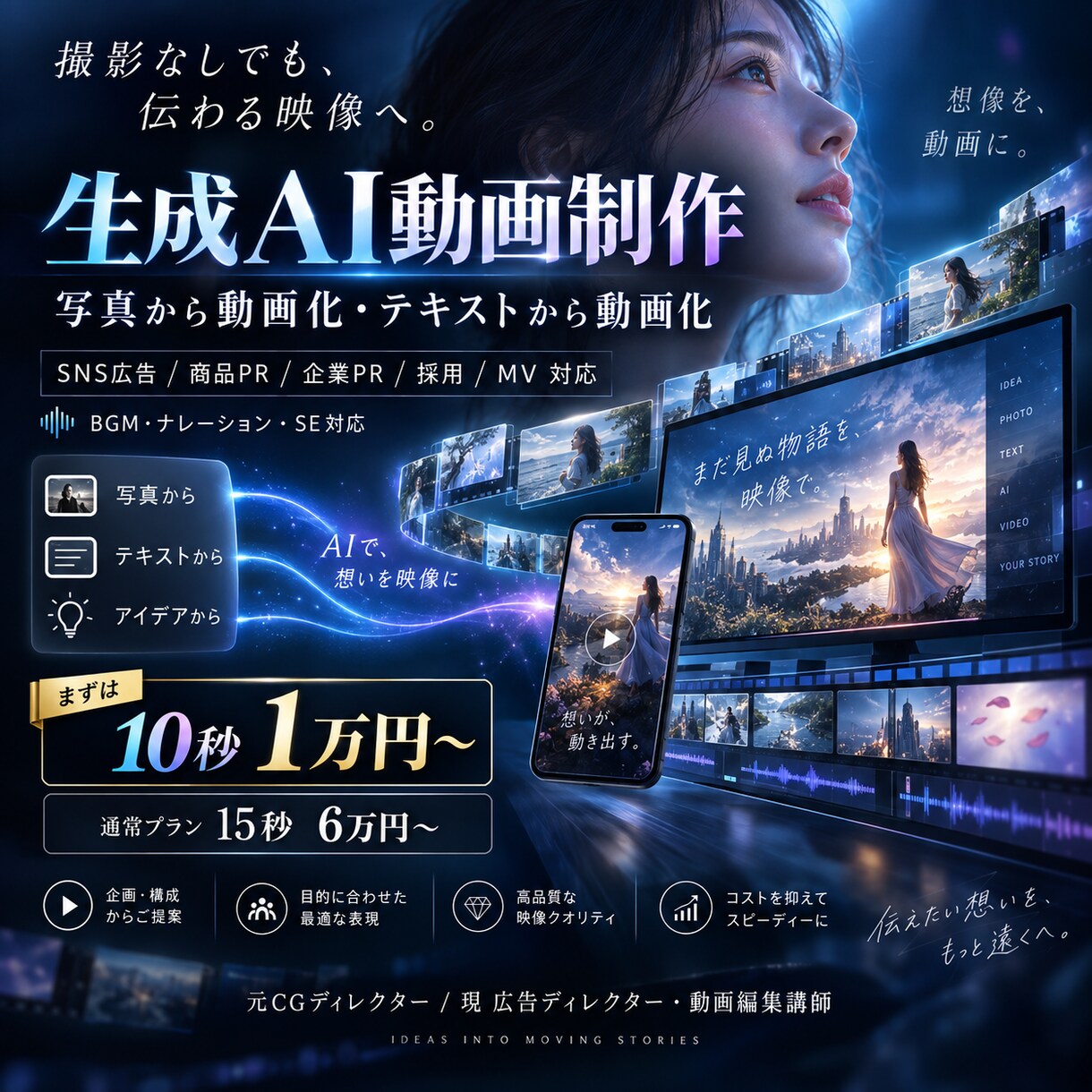生成AIを利用した動画を作成いたします 【お試し】10秒1万円でお試しいただけます！ イメージ1