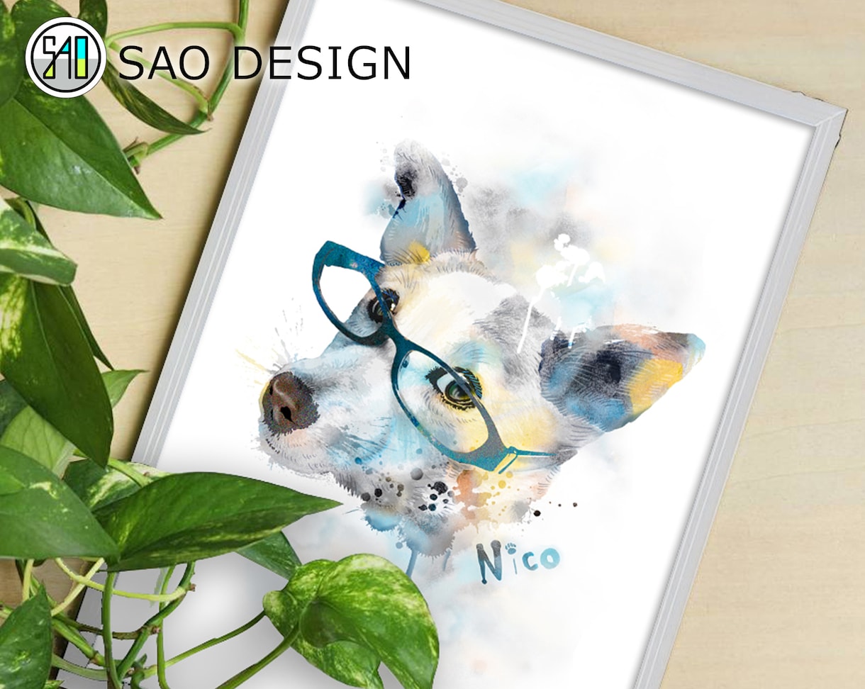 水彩画　アート　ポスター　似顔絵 アートにがおえ・水彩画／似顔絵イラストオーダー その他インテリア