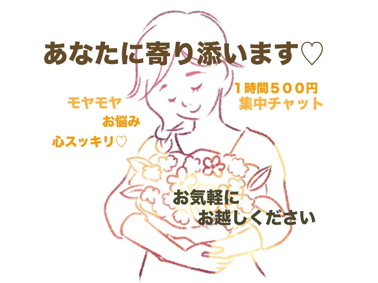 ワンコイン1時間集中してお話お聞きします 自分の心と対話する時間♡心が軽くなる寄り添いチャット♪ イメージ1