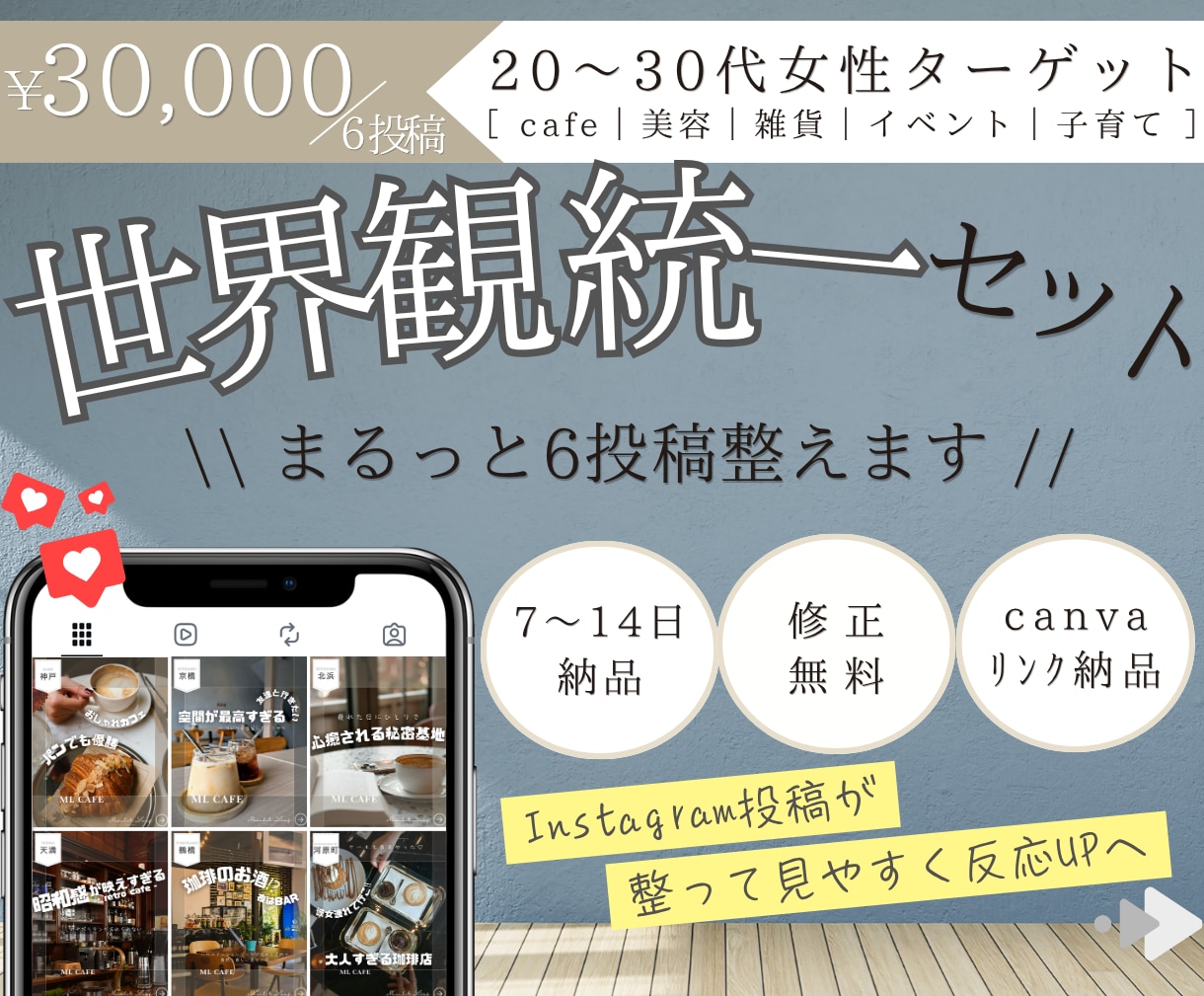 Instagram投稿まとめ制作で世界観統一します 面倒な作業は丸投げ◎6投稿一気にまとめてご依頼いただけます イメージ1