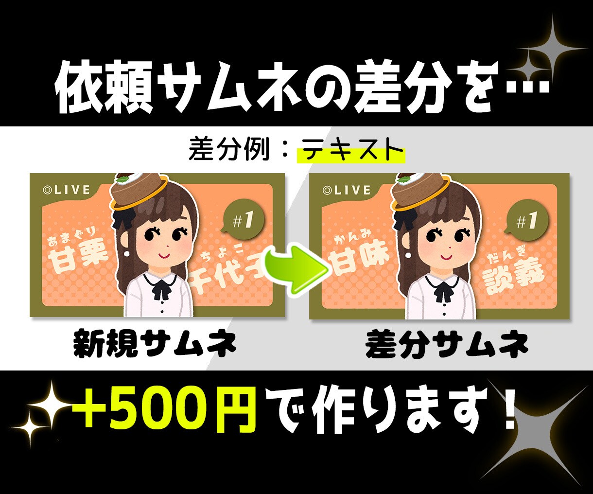 差分を500円で！Youtubeサムネイル作ります 別パターンのサムネイルもほしい方へ イメージ5