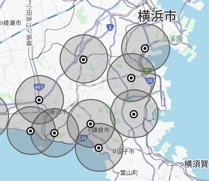 Googleマイマップ用商圏円を作成します 住所リストから最大100件まで一括作成対応！ イメージ2