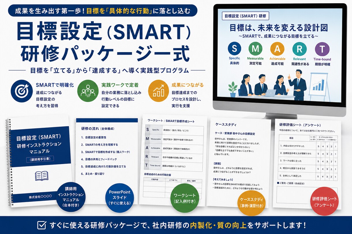 講師台本付目標設定研修パッケージセットを提供します 「講師台本付き｜SMART目標設定研修パッケージ一式」 イメージ1