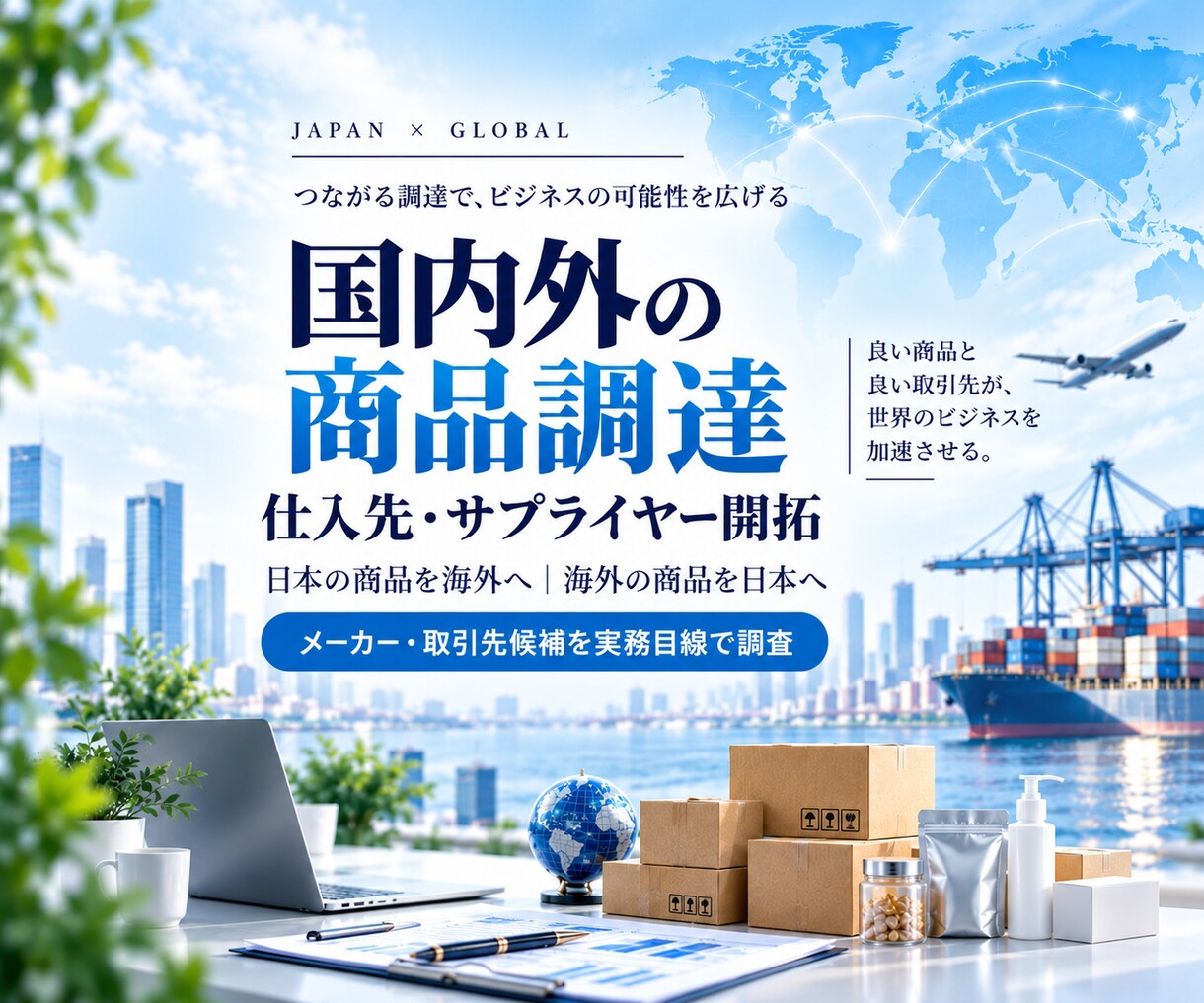 国内外の商品調達・仕入先を開拓します 条件に合うメーカー・サプライヤー候補を調査 イメージ1