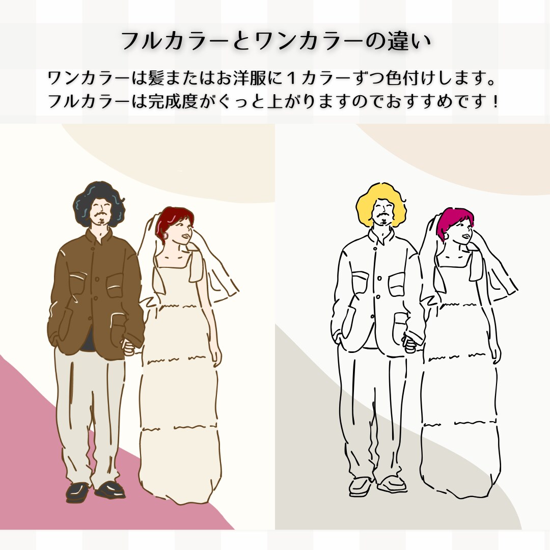 写真を元に 似顔絵 イラスト 描きます ウェディング　誕生日　記念日　還暦　アイコン　結婚 イメージ5